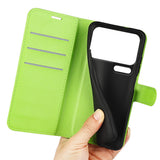 Xiaomi 17 Pro Max AMORUS Litchi Tekstur Kunstlær Flip Deksel m. Kortholder - Grøn