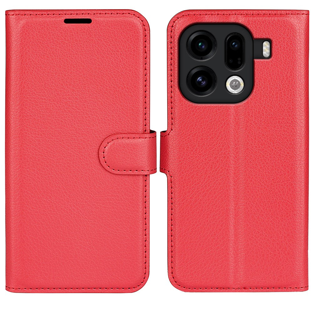EIDERWOOD OPPO Find X9 Pro Kunstskinn Flip Deksel m. Kortholder & Ståfunksjon - Rød