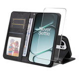 OnePlus 15R ENKAY 2-i-1 Kunstskinn Flip Deksel m. Skjermbeskyttelsesglass - Svart