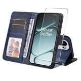 OnePlus 15R ENKAY 2-i-1 Kunstskinn Flip Deksel m. Skjermbeskyttelsesglass - Blå