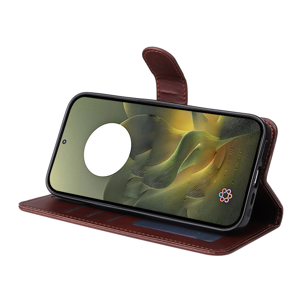 Motorola Edge 70 EIDERWOOD Kunstskinn Deksel med Skjermbeskyttelsesglass  & Kortholder – Rød