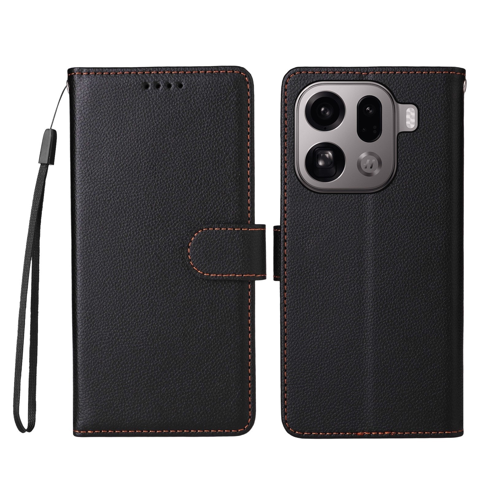 EIDERWOOD OPPO Find X9 Pro Kunstskinn Flip Deksel m. Strop - Svart