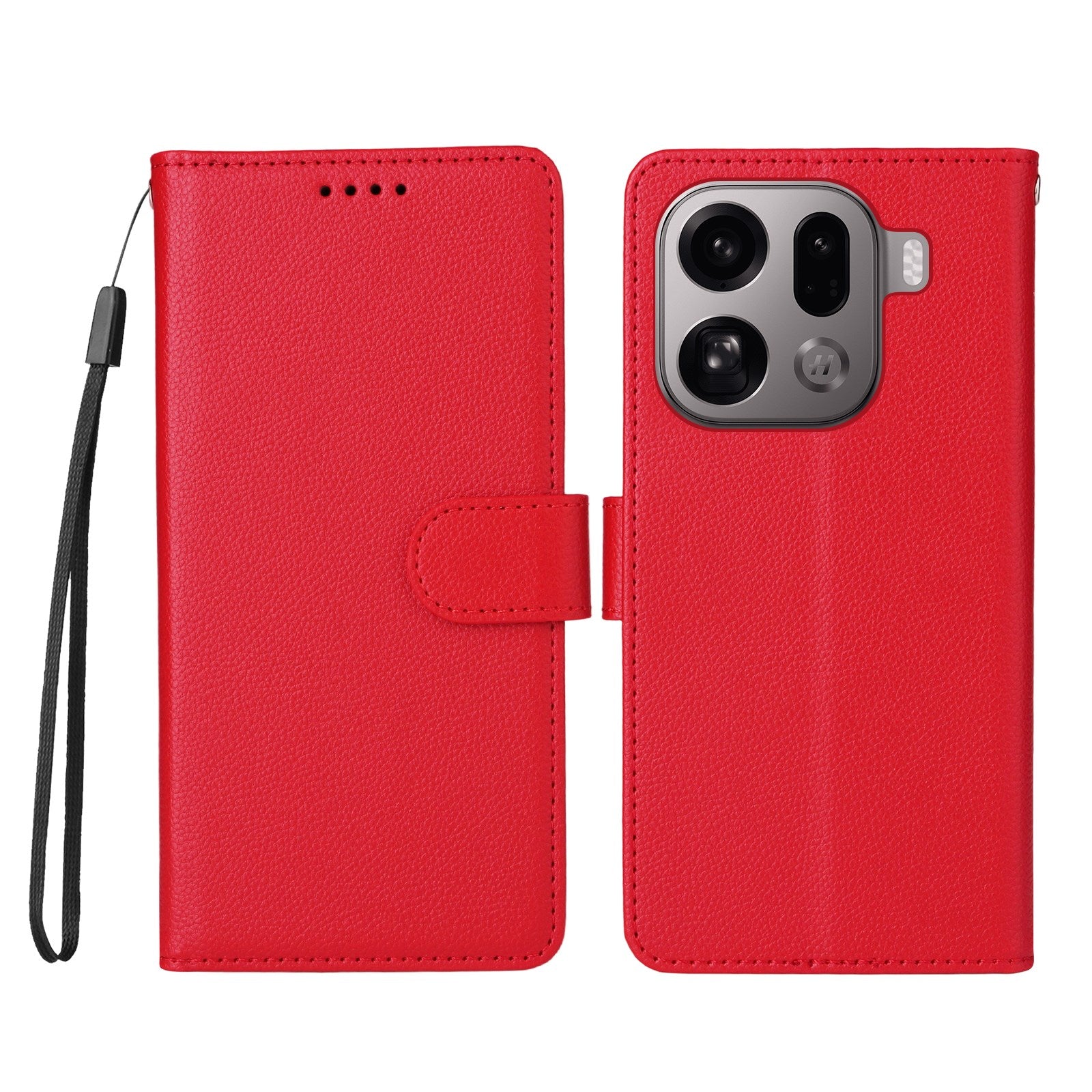 EIDERWOOD OPPO Find X9 Pro Kunstskinn Flip Deksel m. Strop - Rød