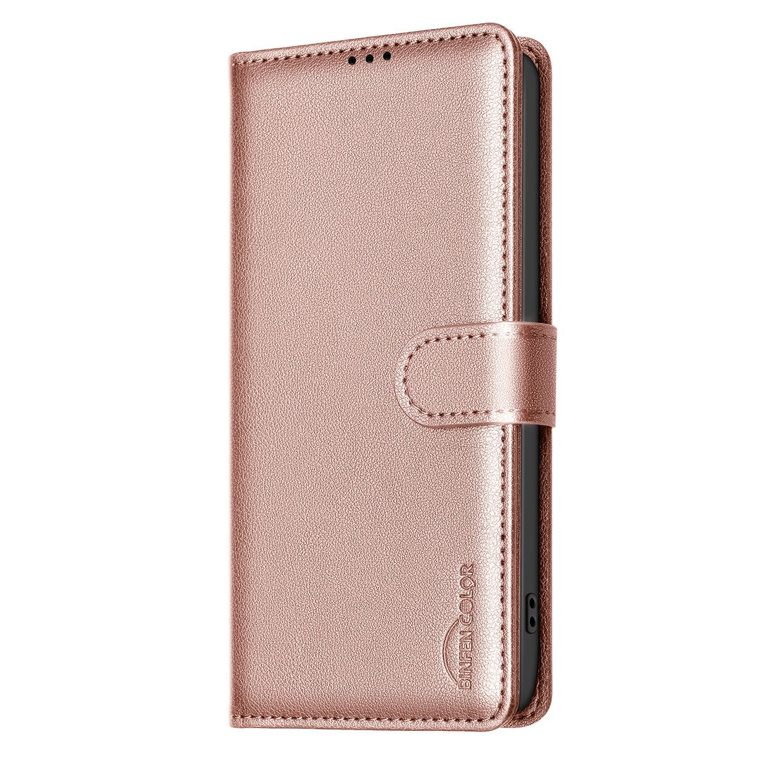 Samsung Galaxy S26+ (Plus) BINFEN Kunstskinn Flip Deksel med RFID Blokkering - Rose Gold