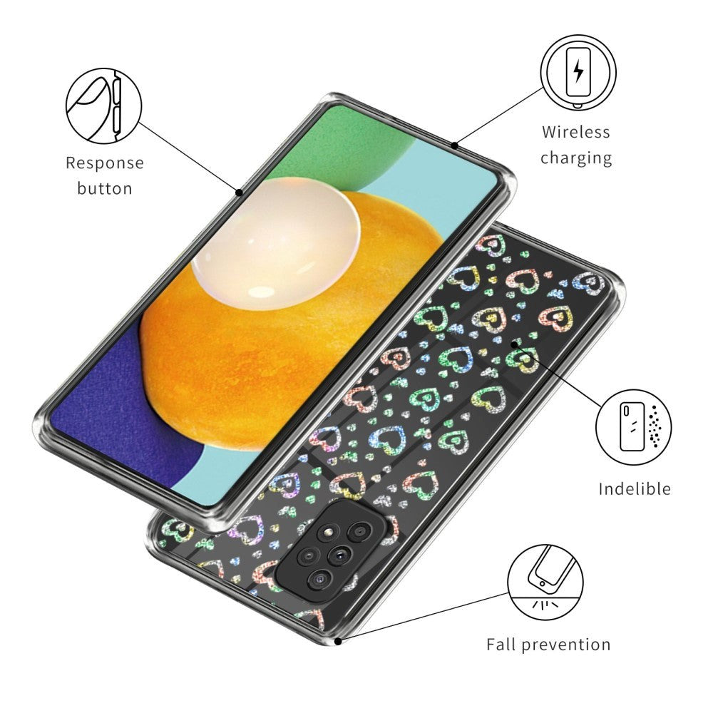 Samsung Galaxy A23 / A23 (5G) Fleksibelt Cover i TPU Plast - Glitterhjerter