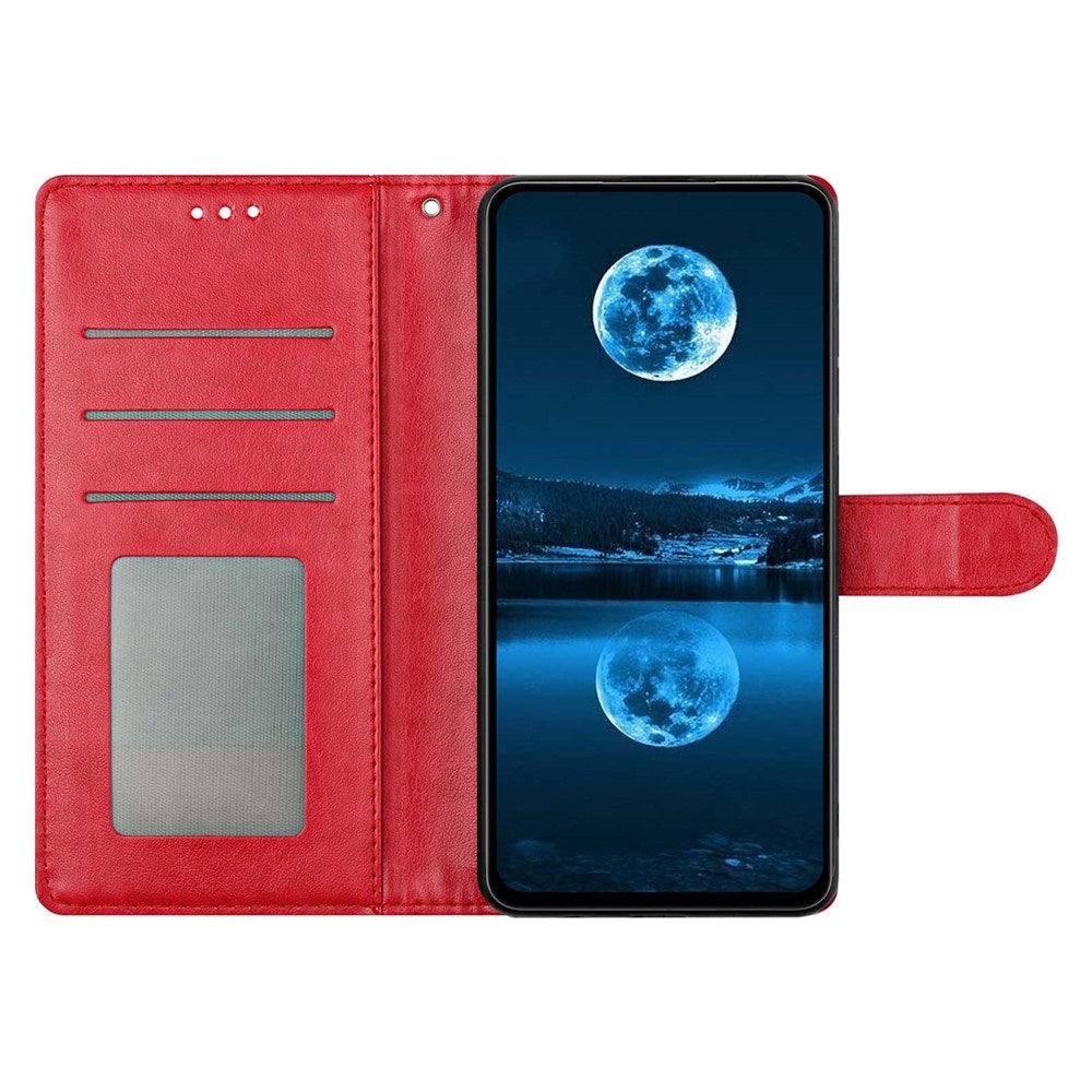 Samsung Galaxy A27 EIDERWOOD Kunstskinn Flip Deksel med Strop - Rød