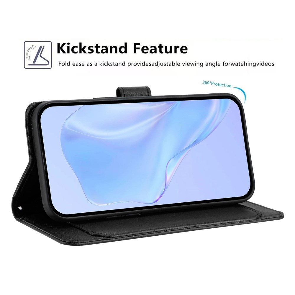 Google Pixel 10a EIDERWOOD Kunstskinn Flip Deksel m. Stropp & Utfellbar Kortholder – Svart