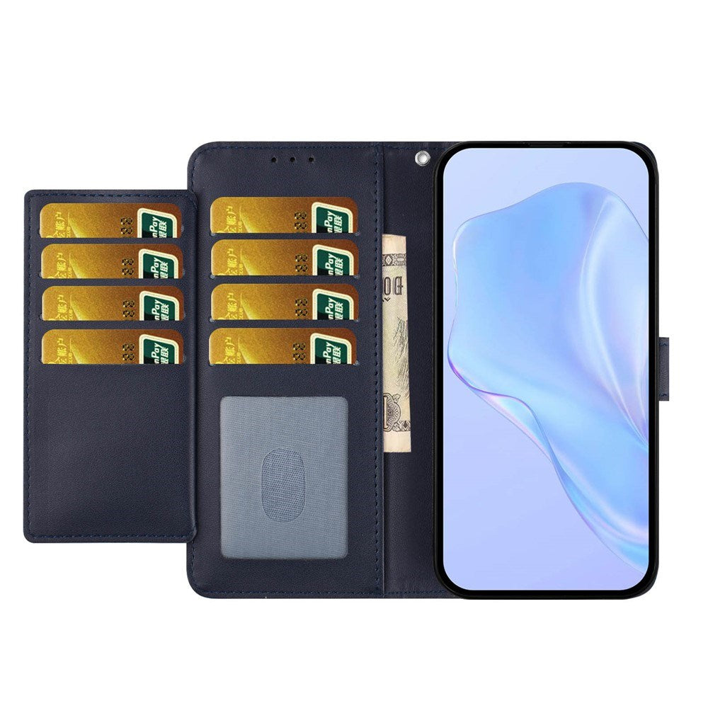 Google Pixel 10a EIDERWOOD Kunstskinn Flip Deksel m. Stropp & Utfellbar Kortholder – Blå