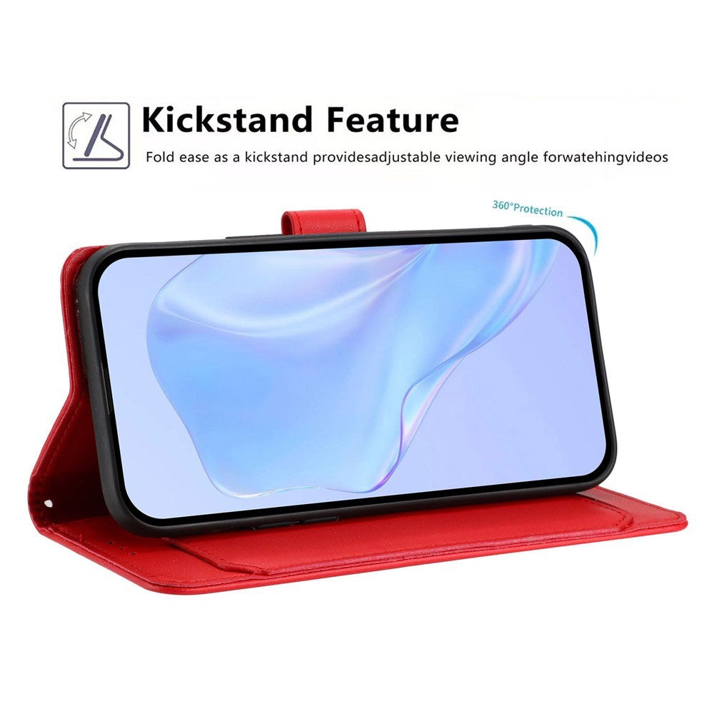 Google Pixel 10a EIDERWOOD Kunstskinn Flip Deksel m. Stropp & Utfellbar Kortholder – Rød