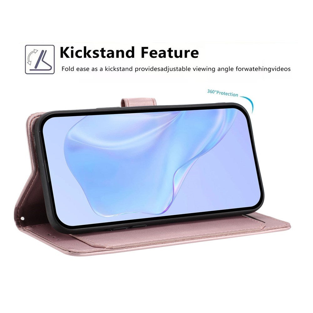 Google Pixel 10a EIDERWOOD Kunstskinn Flip Deksel m. Stropp & Utfellbar Kortholder – Rosegull