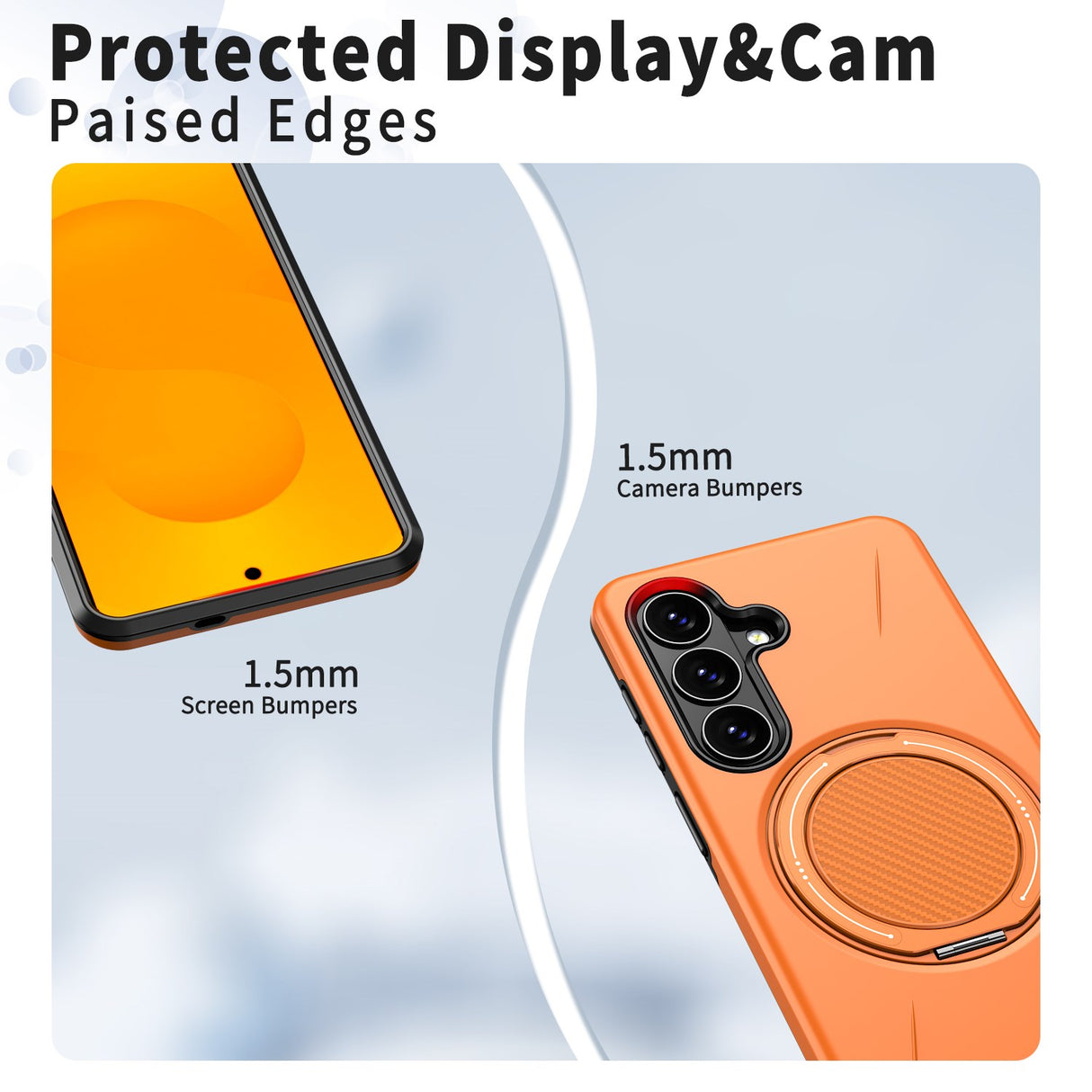Samsung Galaxy S26 EIDERWOOD Hybrid Plast Deksel m. Roterende Kickstand – Oransje