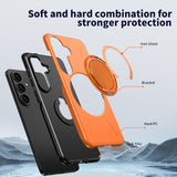 Samsung Galaxy S26 EIDERWOOD Hybrid Plast Deksel m. Roterende Kickstand – Oransje