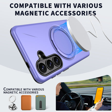 Samsung Galaxy S26 EIDERWOOD Hybrid Plast Deksel m. Roterende Kickstand – Lilla