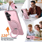 Samsung Galaxy S26 EIDERWOOD Hybrid Plast Deksel m. Roterende Kickstand – Rosa