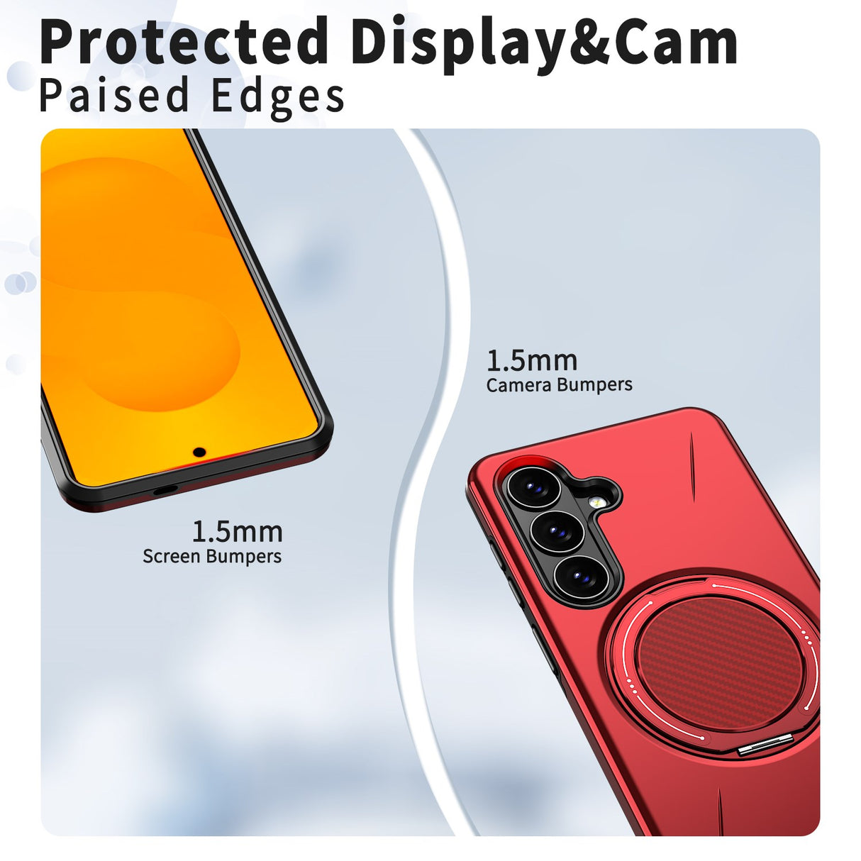 Samsung Galaxy S26 EIDERWOOD Hybrid Plast Deksel m. Roterende Kickstand - Rød