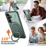 Samsung Galaxy S26 EIDERWOOD Hybrid Plast Deksel m. Roterende Kickstand – Grønn