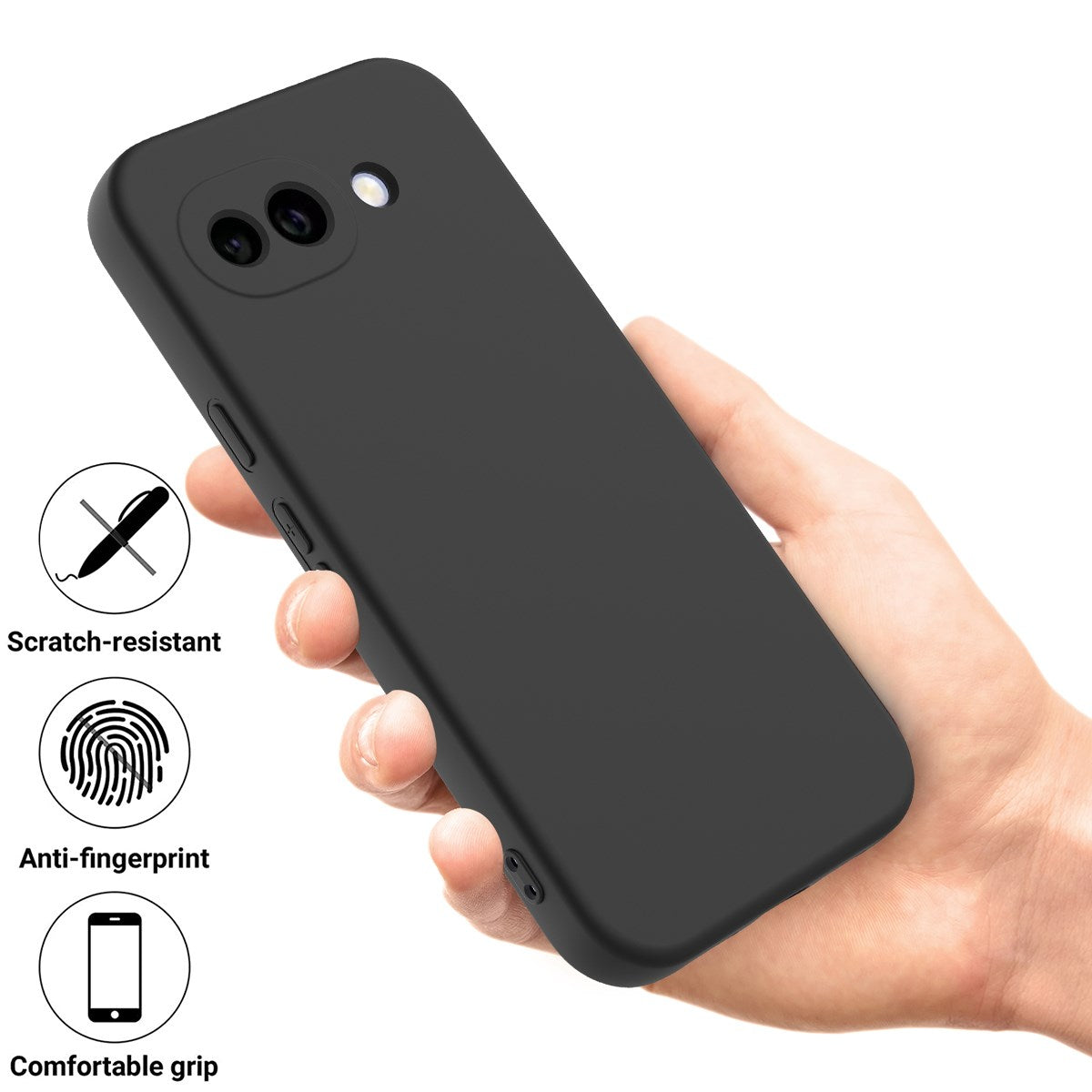 Google Pixel 10a EIDERWOOD Fôret Silikon Deksel m. Rem - Svart