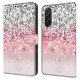 Samsung Galaxy A57 EIDERWOOD Flip Deksel med Kortholder & Stativfunksjon - Rosa / Sølv Glitter