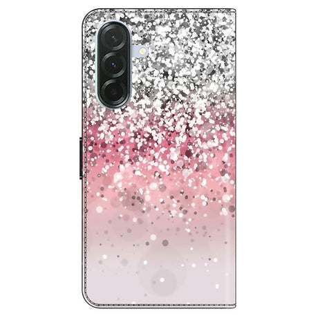 Samsung Galaxy A57 EIDERWOOD Flip Deksel med Kortholder & Stativfunksjon - Rosa / Sølv Glitter