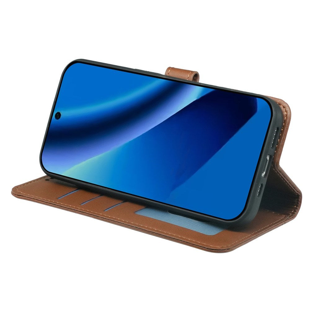 Google Pixel 10a EIDERWOOD Kunstskinn Flip Deksel m. Kortholder & Støttefunksjon – Brun