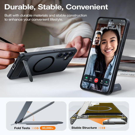 Samsung Galaxy S26+ (Plus) TORRAS Ostand L1 Hybrid Plast Deksel m. Ståfunksjon - MagSafe Kompatibel - Svart