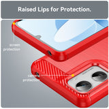 Motorola Moto G06 / G06 Power EIDERWOOD Carbon Fiber Deksel med Skjermbeskyttelse - Rød