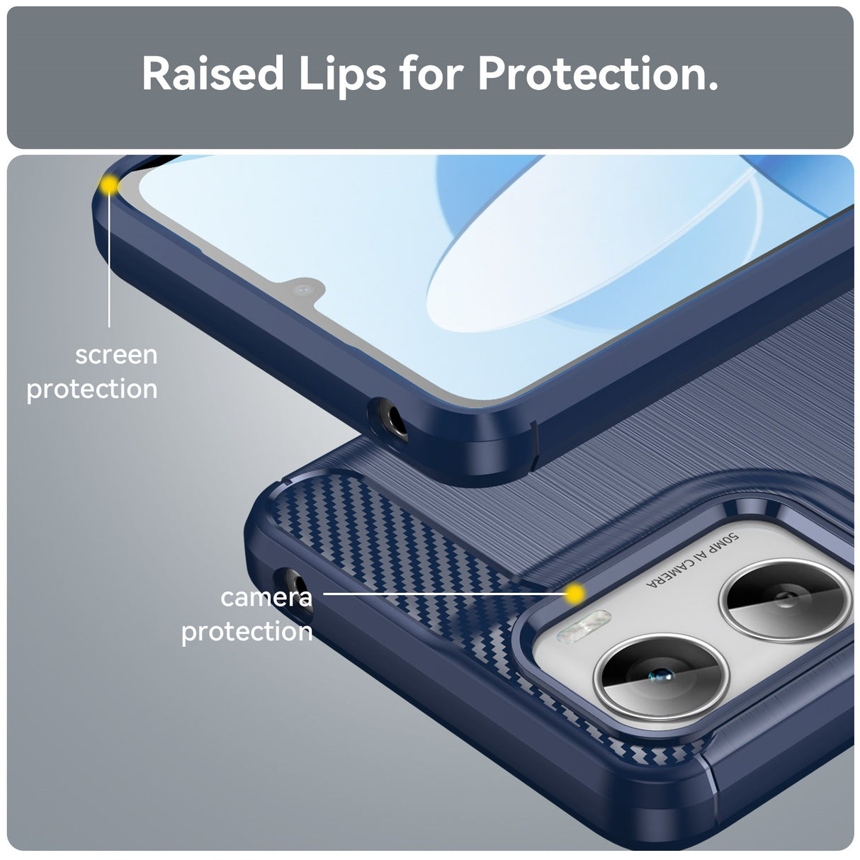 Motorola Moto G06 / G06 Power EIDERWOOD Carbon Fiber Deksel med Skjermbeskyttelse - Blå