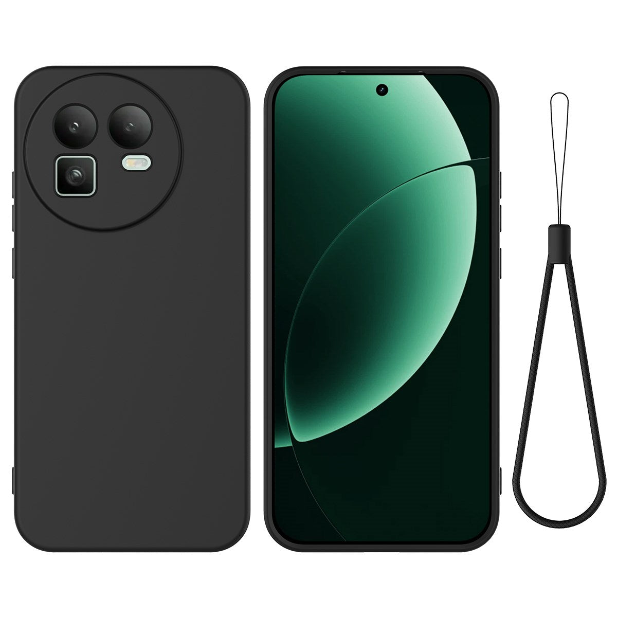 Realme GT 8 EIDERWOOD Silikon Deksel m. Stropp - Svart