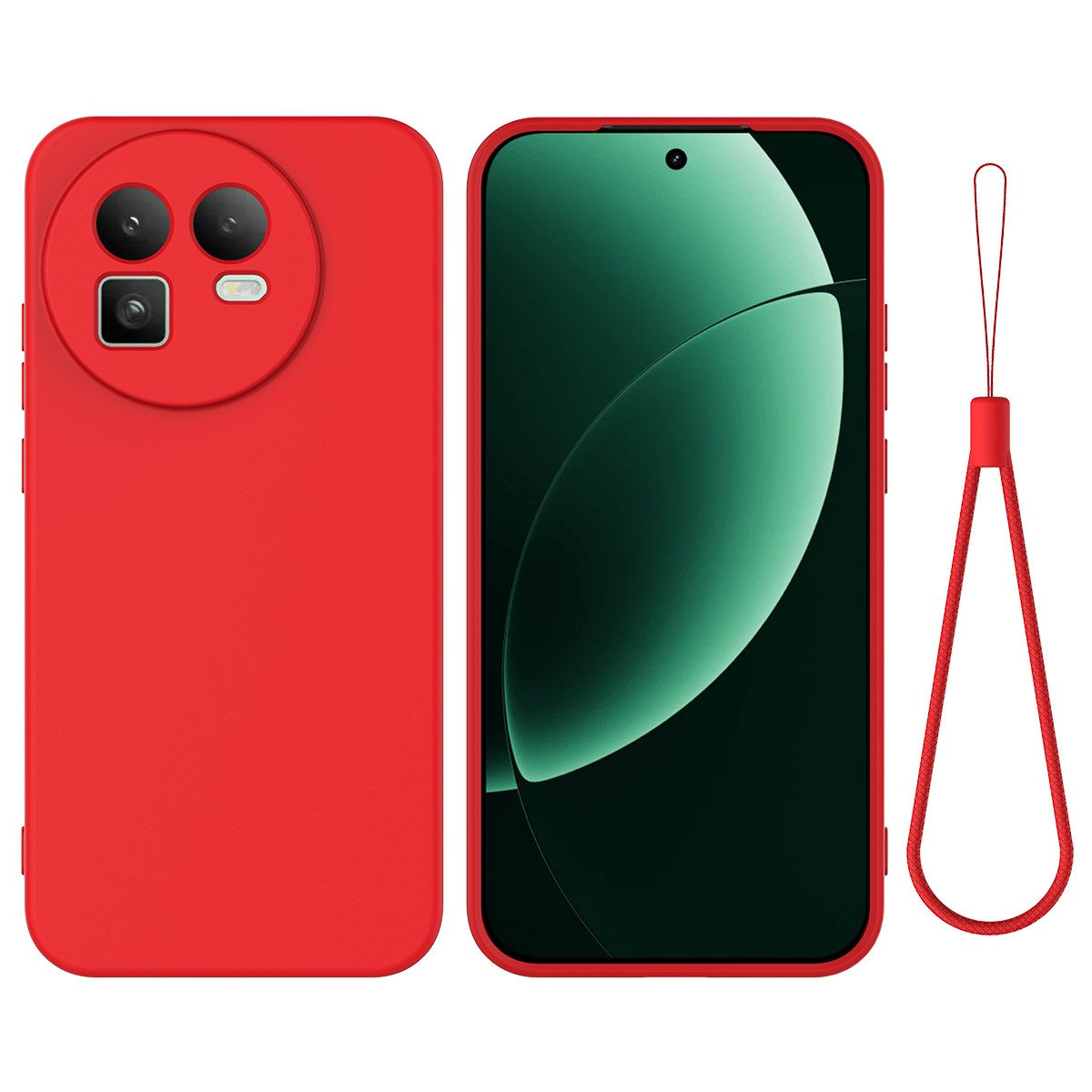 Realme GT 8 EIDERWOOD Silikon Deksel m. Stropp - Rød