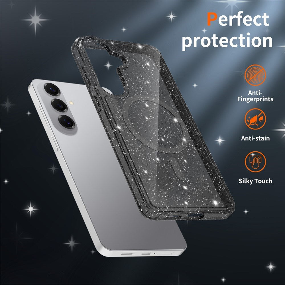 Samsung Galaxy S26+ (Plus) EIDERWOOD Magnetisk Plast Glitter Deksel - MagSafe Kompatibel - Gjennomsiktig / Svart