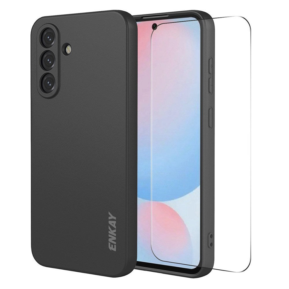 Samsung Galaxy A57 ENKAY Silikon Deksel med Skjermbeskytter - Svart