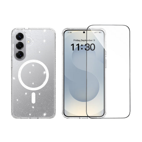 Samsung Galaxy S26+ (Plus) EIDERWOOD Magnetisk Plast Glitter Deksel m. Skjermbeskyttelsesglass – MagSafe Kompatibel – Gjennomsiktig