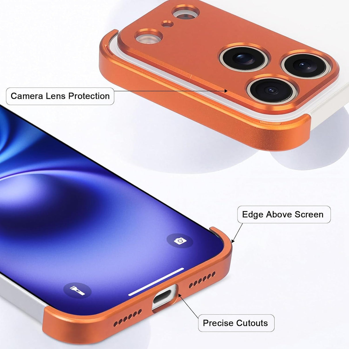 iPhone 17 Pro Todelt Bumper Deksel m. Kamerabeskytter - Oransje