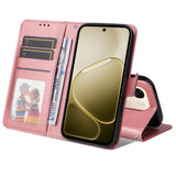 OPPO A6x EIDERWOOD Kunstskinn Flip Deksel med Kortlomme & Stativfunksjon - Rosa