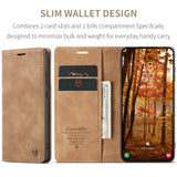 Samsung Galaxy S26 CASEME Kunstskinn Flip Deksel m. Stativfunksjon & Kortholder - Lysebrun