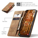 Samsung Galaxy S26 CASEME Kunstskinn Flip Deksel m. Stativfunksjon & Kortholder - Lysebrun
