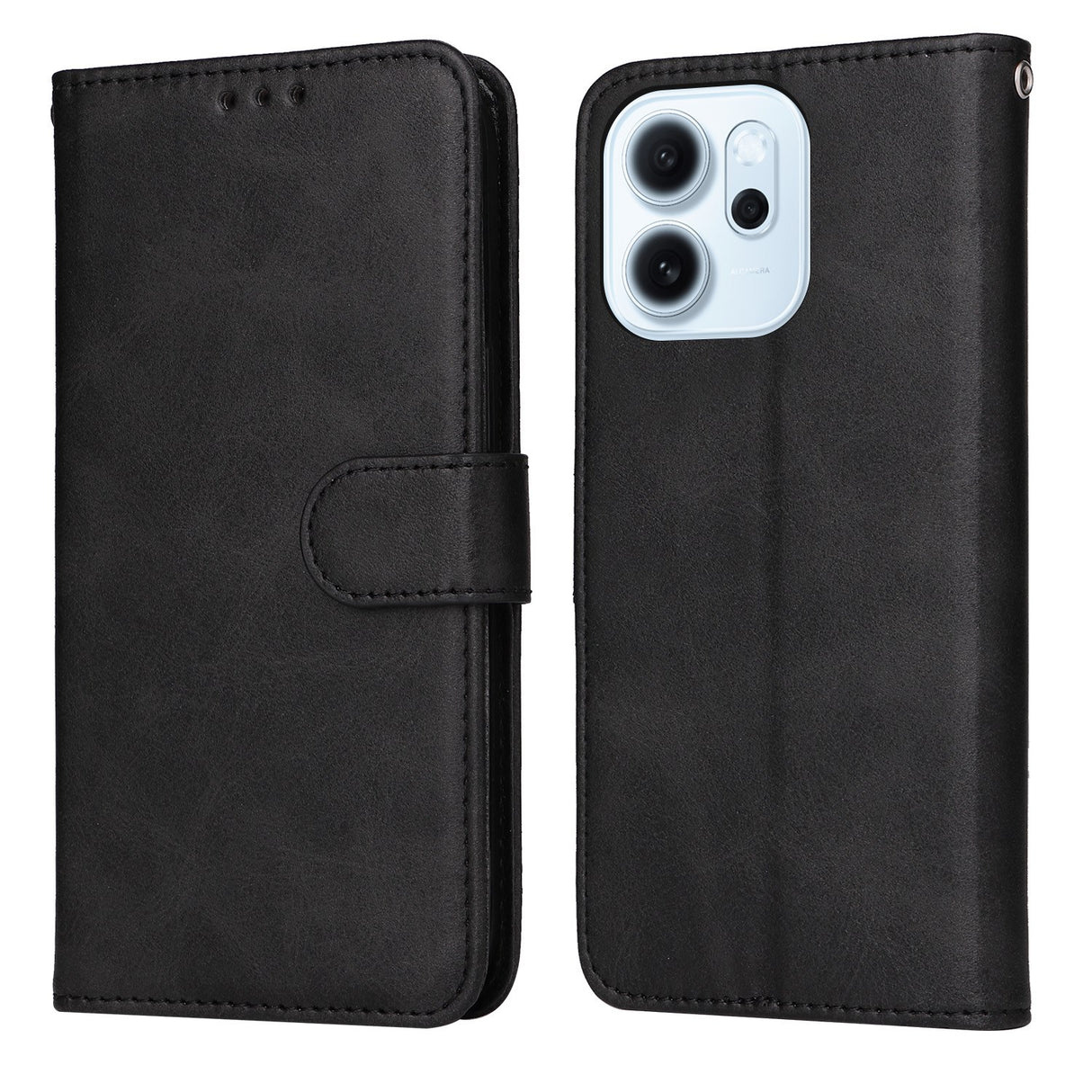 OPPO Reno15 F (5G) EIDERWOOD Kunstskinn Flip Deksel m. Stropp - Svart