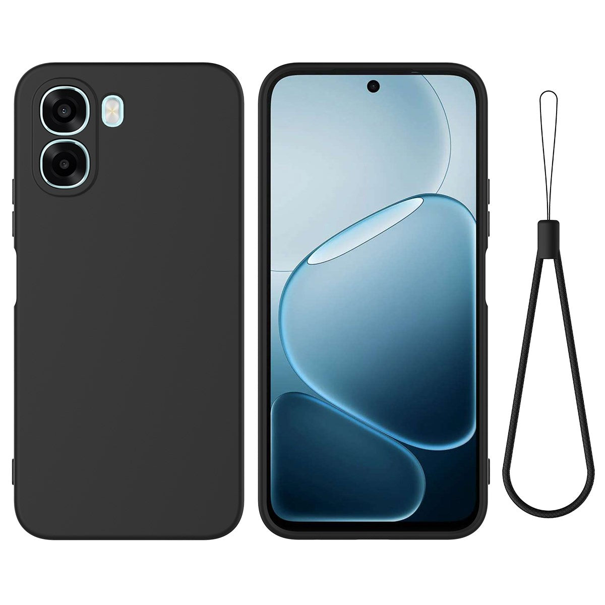 OPPO A6x EIDERWOOD Silikon Deksel med Stropp - Svart