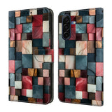 Samsung Galaxy A37 EIDERWOOD Kunstskinn Deksel med Innebygd Kortholder & Stativfunksjon - Fargerike Firkanter