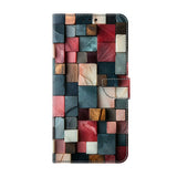 Samsung Galaxy A37 EIDERWOOD Kunstskinn Deksel med Innebygd Kortholder & Stativfunksjon - Fargerike Firkanter