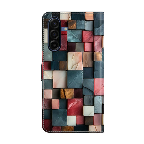Samsung Galaxy A37 EIDERWOOD Kunstskinn Deksel med Innebygd Kortholder & Stativfunksjon - Fargerike Firkanter