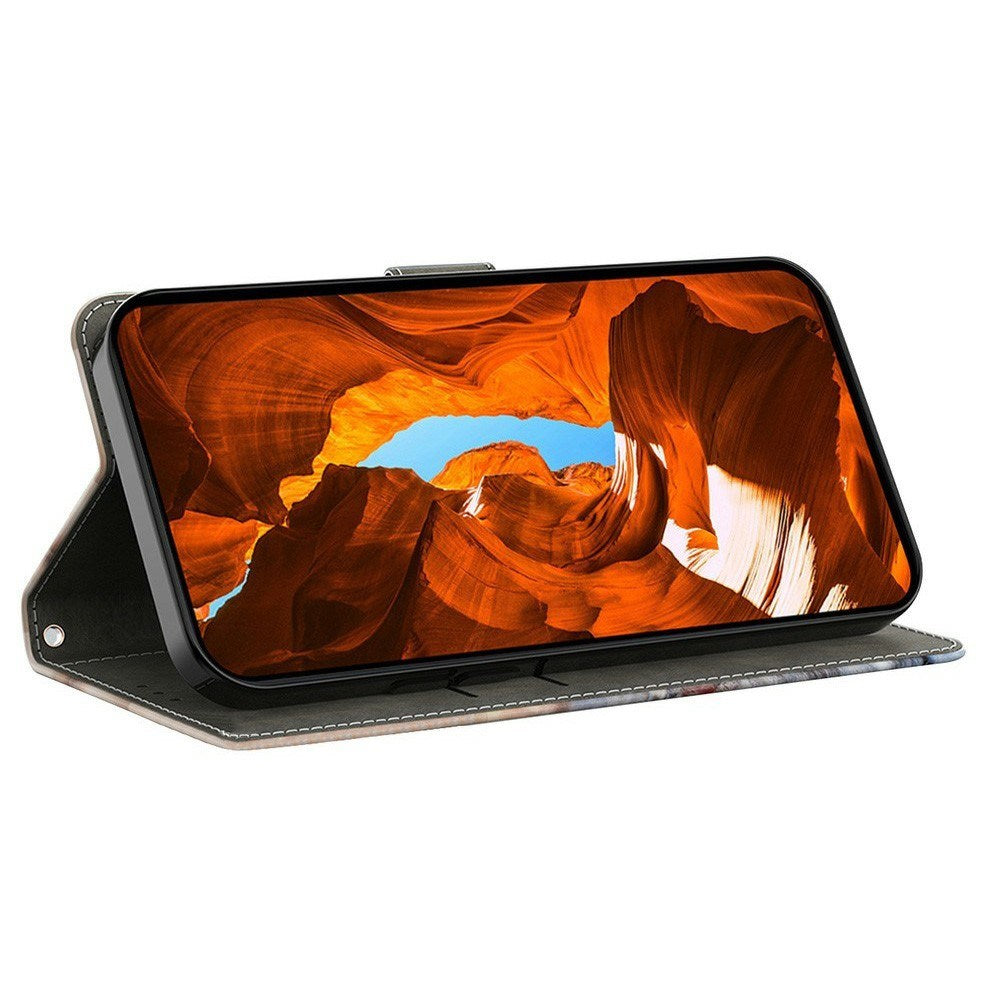 Samsung Galaxy A37 EIDERWOOD Kunstskinn Deksel med Innebygd Kortholder & Stativfunksjon - Katter