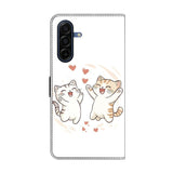 Samsung Galaxy A57 EIDERWOOD Kunstskinn Deksel med Innebygd Kortholder & Stativfunksjon - Katter & Hjerter
