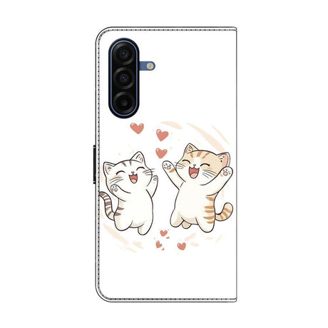 Samsung Galaxy A57 EIDERWOOD Kunstskinn Deksel med Innebygd Kortholder & Stativfunksjon - Katter & Hjerter