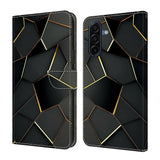 Samsung Galaxy A57 EIDERWOOD Kunstskinn Deksel med Innebygd Kortholder & Stativfunksjon - Svart / Gull