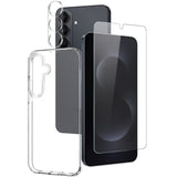 Samsung Galaxy S26+ (Plus) NORTHJO 3-i-1 Beskyttelsessett m. Fleksibelt Plast Deksel / Herdet Skjermbeskyttelsesglass / Kameralinsebeskytterglass - Gjennomsiktig