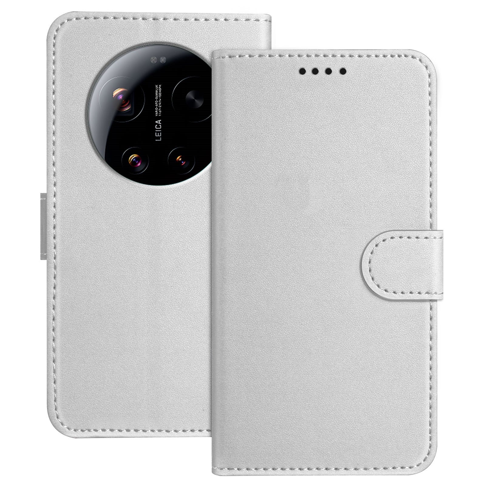 Xiaomi 17 Ultra EIDERWOOD Kunstskinn Flip Deksel m. Kortholder & Stativfunksjon - Sølv