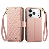 iPhone 18 Pro / 17 Pro EIDERWOOD Kunstskinn Flip Deksel m. Tekstur & Stropp - Rosa