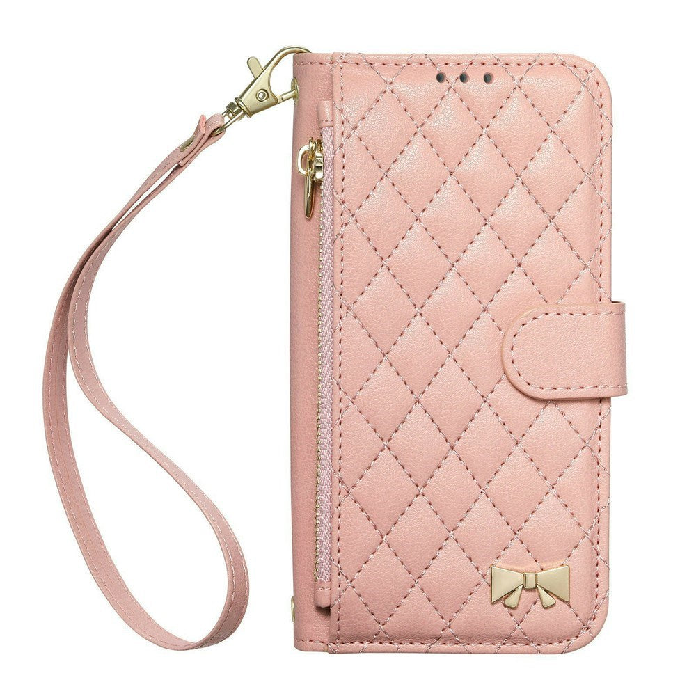 iPhone 18 Pro / 17 Pro EIDERWOOD Kunstskinn Flip Deksel m. Tekstur & Stropp - Rosa