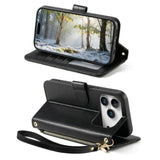 iPhone 18 Pro / 17 Pro EIDERWOOD Kunstskinn Flip Deksel m. Tekstur & Stropp - Svart
